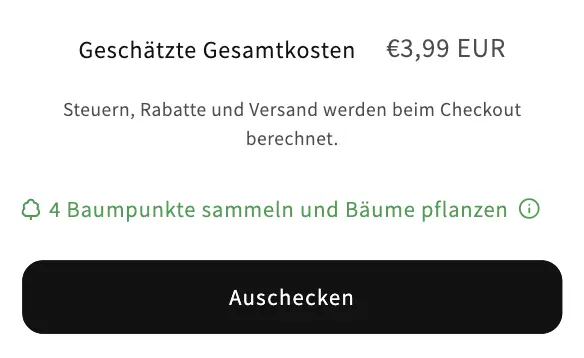 Baumpunkte sammeln im Shopify-Warenkorb